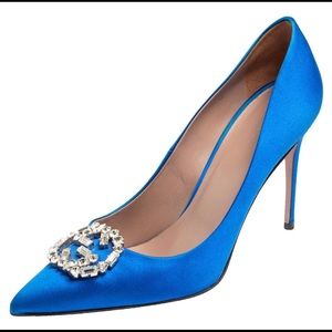 Gucci crystal satin pumps